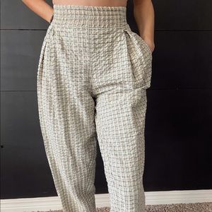 vintage plaid high waisted trousers